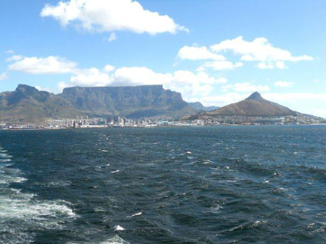 view of Table Mountain from ship